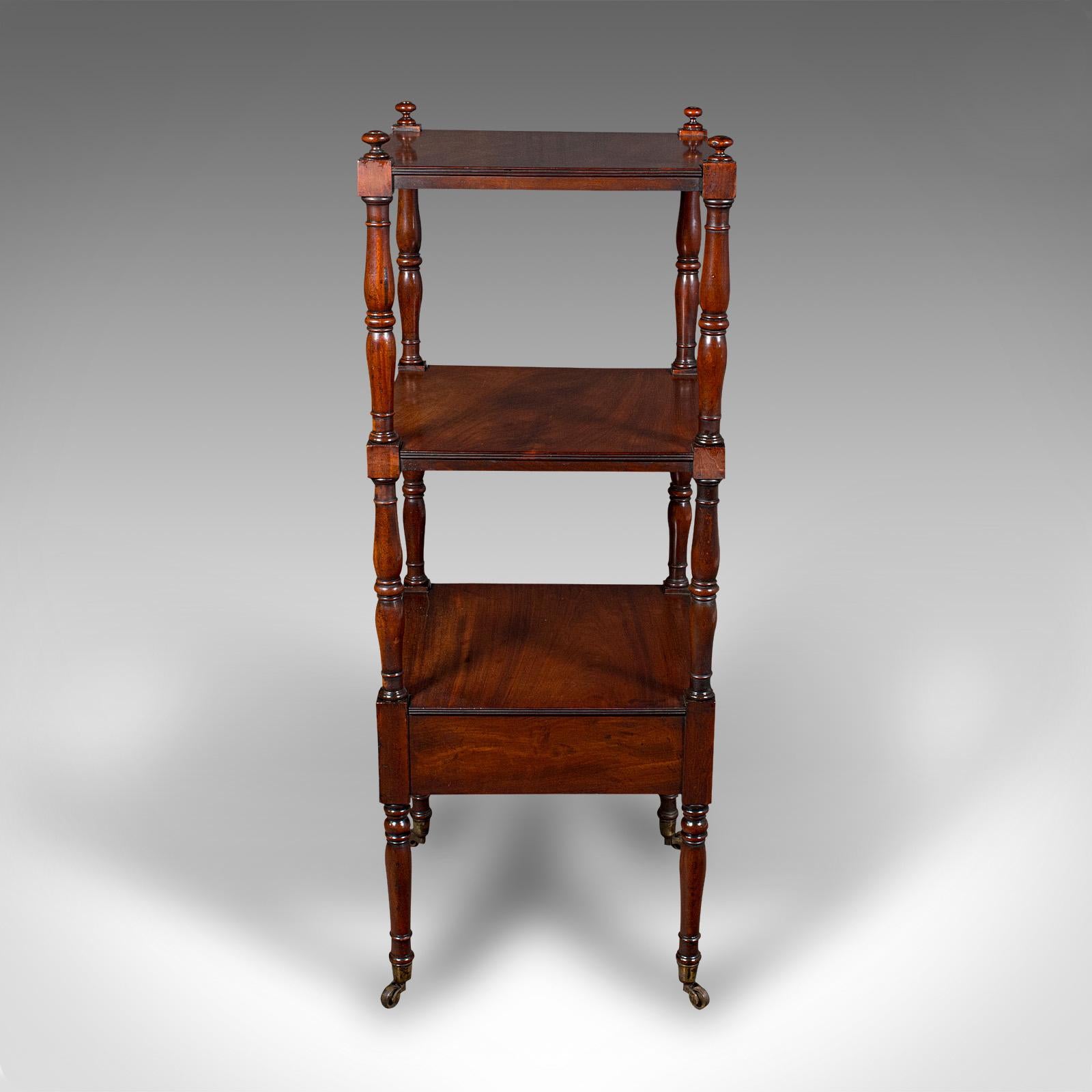 Wood Antique 3 Tier Whatnot, English, Open Display Stand, Late Georgian, Circa 1800 For Sale