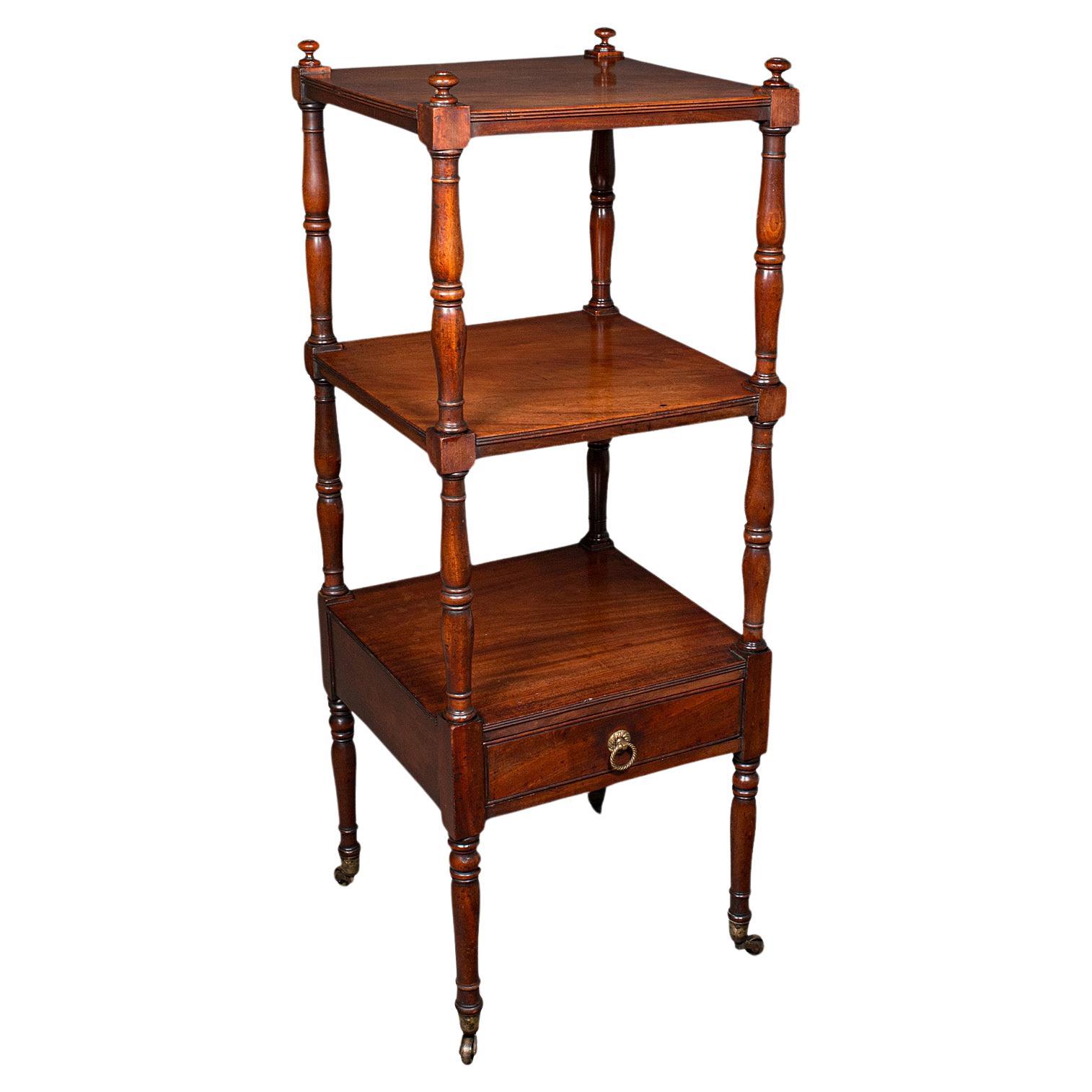 Antique 3 Tier Whatnot, English, Open Display Stand, Late Georgian, Circa 1800 For Sale