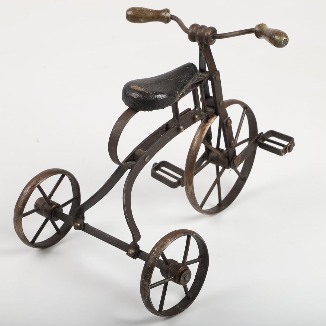 Belgian Antique 3-Wheeler Decorative Figurine SCULPTURE, Forged CYCLE Home Decor For Sale