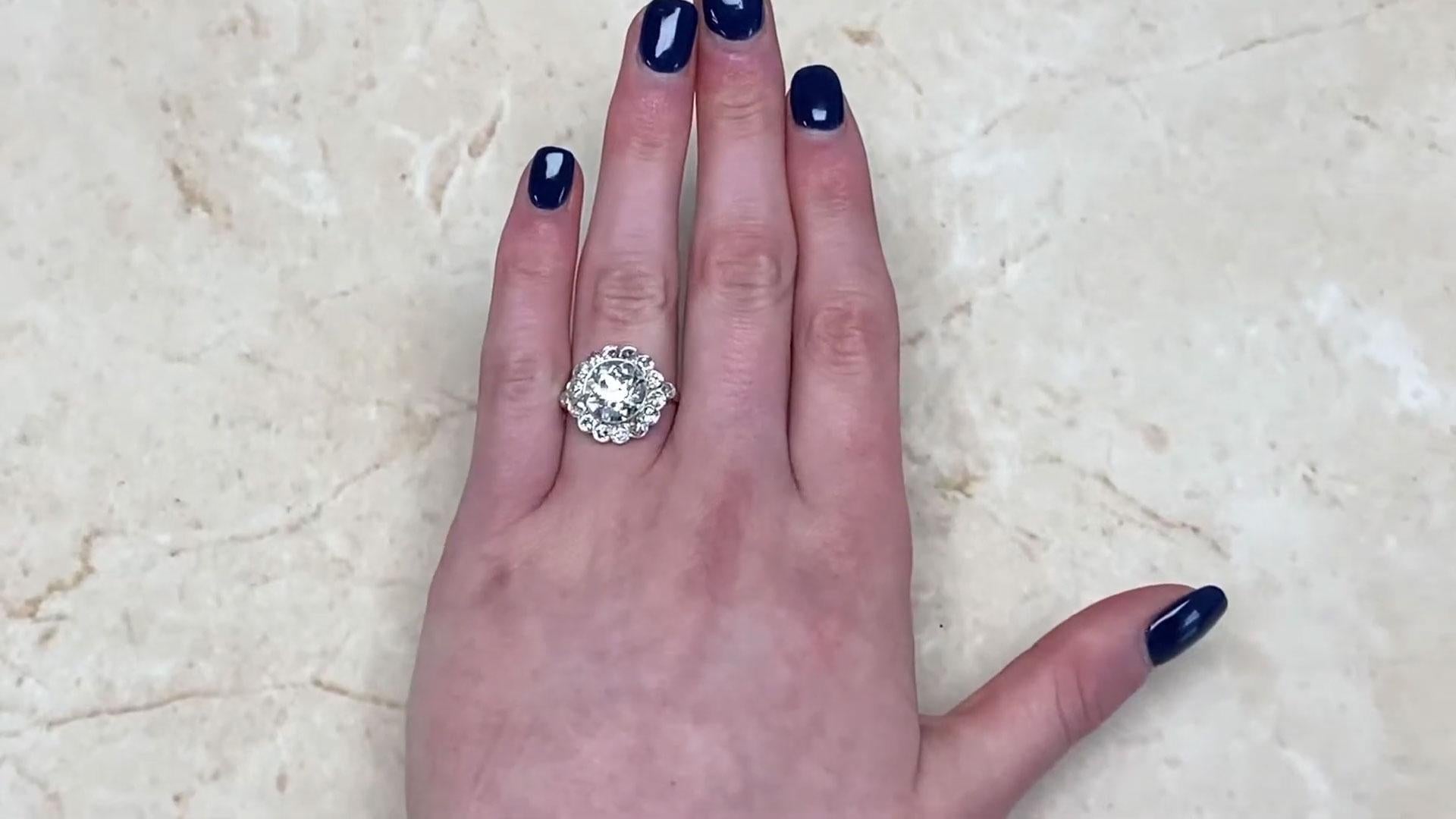 Taille vieille Europe Bague grappe de diamants taille européenne ancienne (environ 3,00 carats), or 18 carats en vente