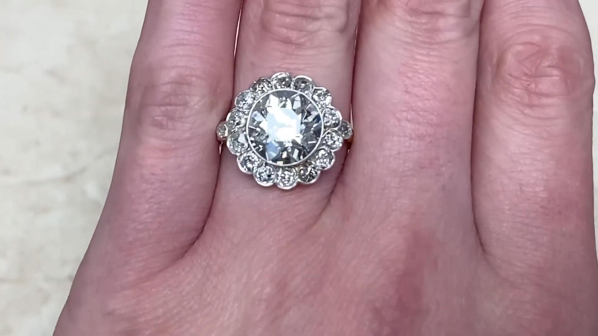 Bague grappe de diamants taille européenne ancienne (environ 3,00 carats), or 18 carats Excellent état - En vente à New York, NY