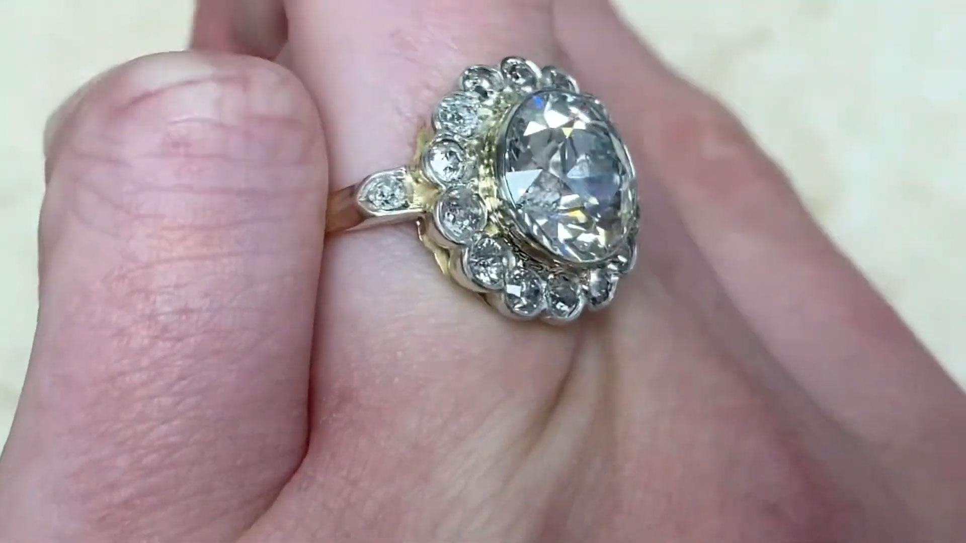Bague grappe de diamants taille européenne ancienne (environ 3,00 carats), or 18 carats en vente 1