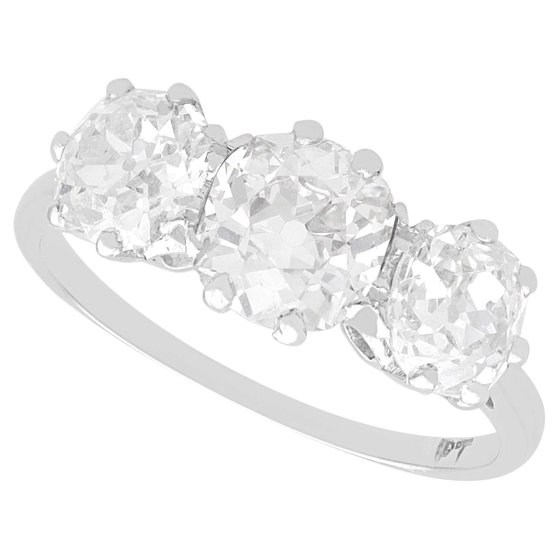 Antique 3.00ct Diamond Platinum Trilogy Ring, Circa 1915