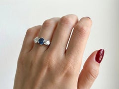Antike 3.00CT natürlichen blauen Saphir Diamant Platin Ring 1900s