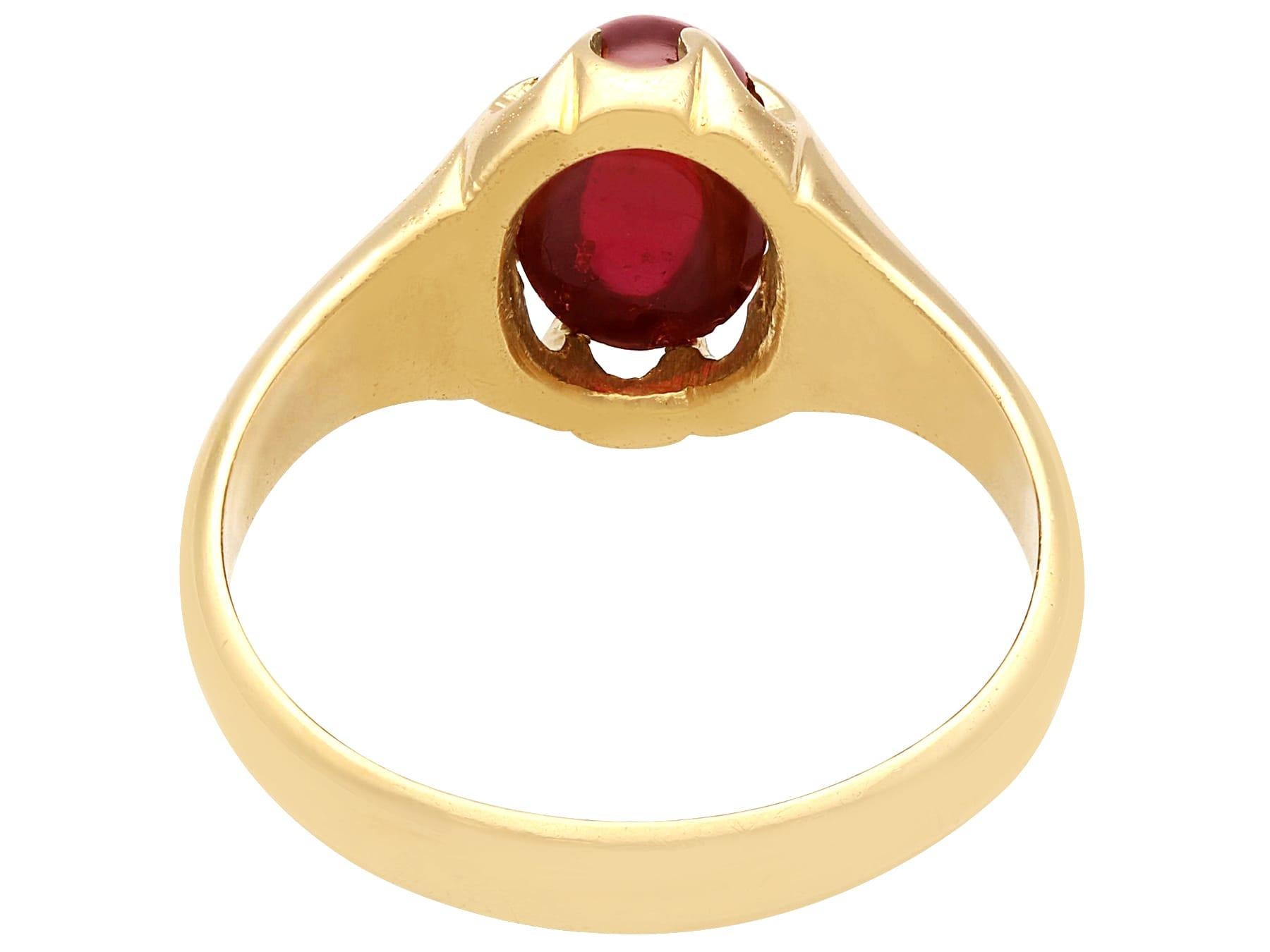 Antique 3.05 Carat Garnet and 18k Yellow Gold Dress Ring (1918) In Excellent Condition For Sale In Jesmond, Newcastle Upon Tyne