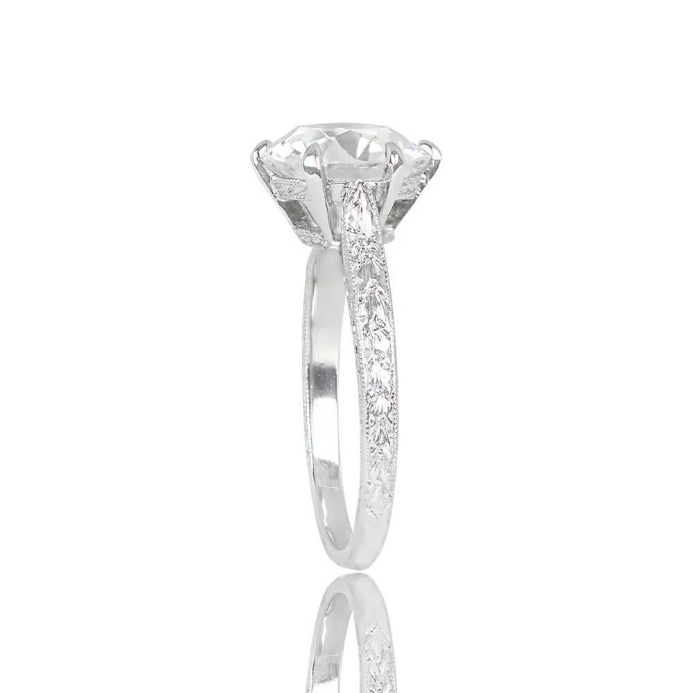 Art Deco Antique 3.05ct Old European Cut Diamond Engagement Ring, VS1 Clarity, Platinum For Sale
