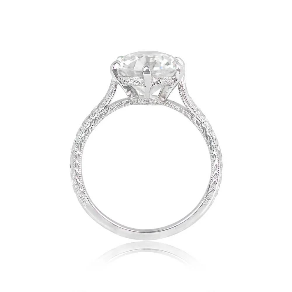 Antique 3.05ct Old European Cut Diamond Engagement Ring, VS1 Clarity, Platinum In Excellent Condition For Sale In New York, NY