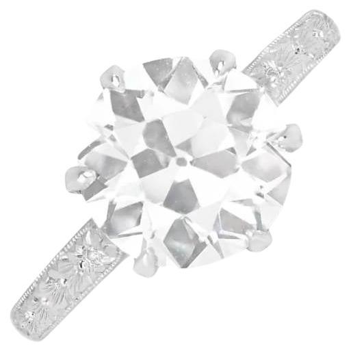 Antiker Verlobungsring mit 3,05 Karat Diamant im alteuropäischen Schliff, VS1 Reinheit, Platin