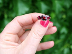 Antique 3.06 Carat Garnet and Diamond Yellow Gold Cocktail Ring, Circa 1930