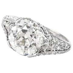 Antique 3.07 Carat Old European Cut Diamond Engagement Platinum Ring