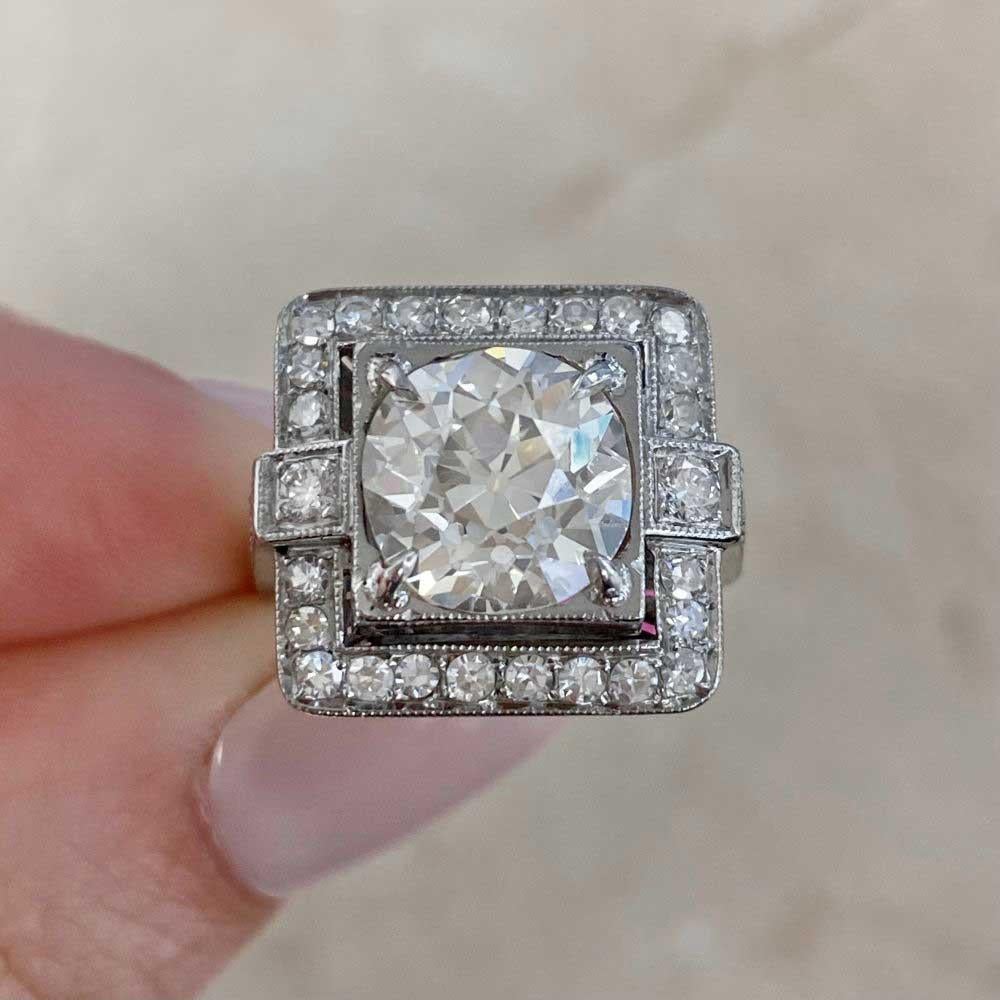 Antique 3.07ct Old European Cut Diamond Engagement Ring, VS1 Clarity, Platinum For Sale 5