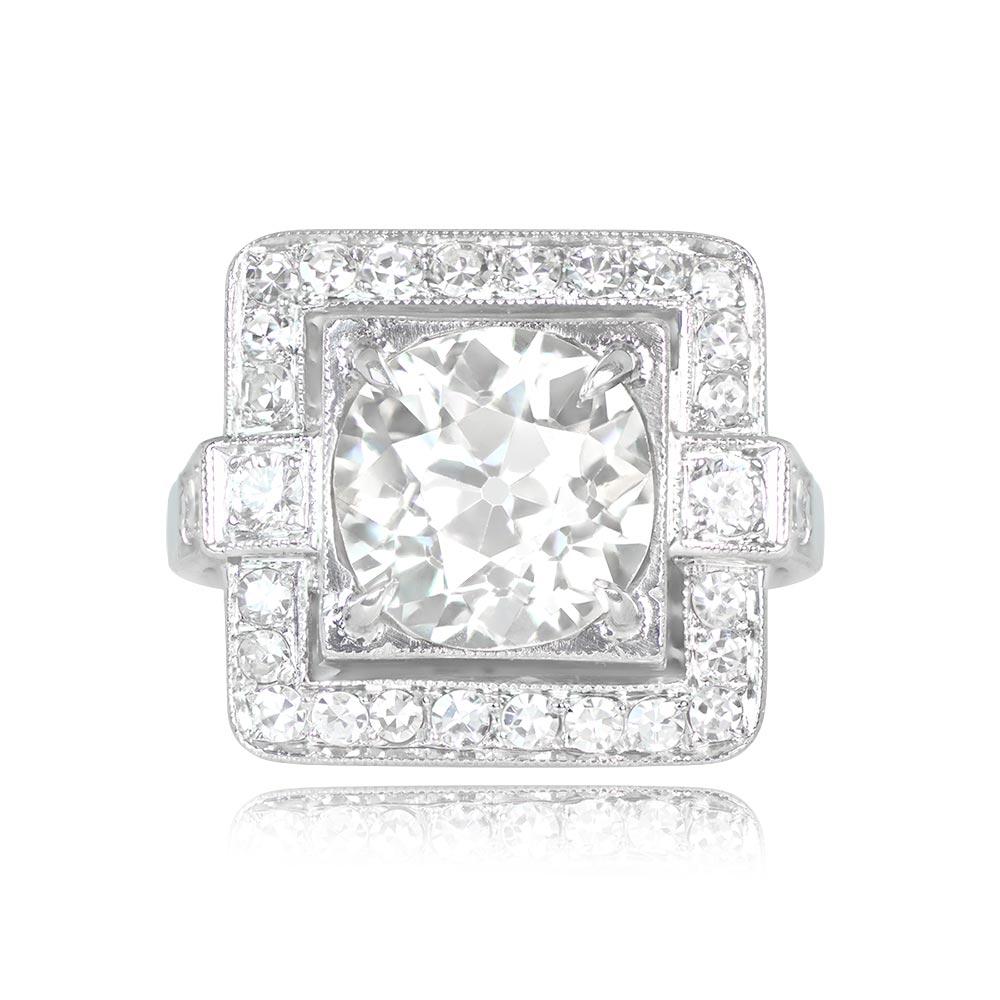 Antique 3.07ct Old European Cut Diamond Engagement Ring, VS1 Clarity, Platinum In Excellent Condition For Sale In New York, NY