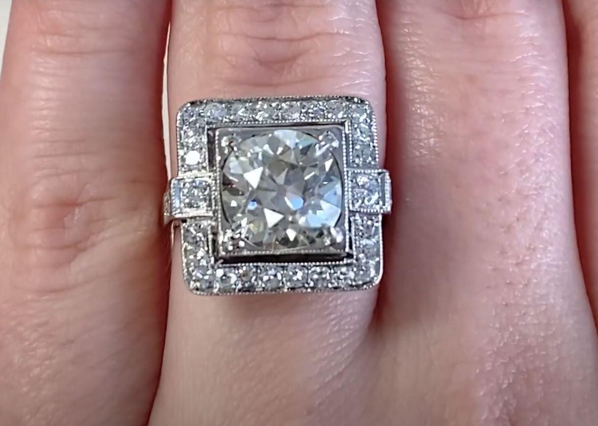 Women's Antique 3.07ct Old European Cut Diamond Engagement Ring, VS1 Clarity, Platinum For Sale