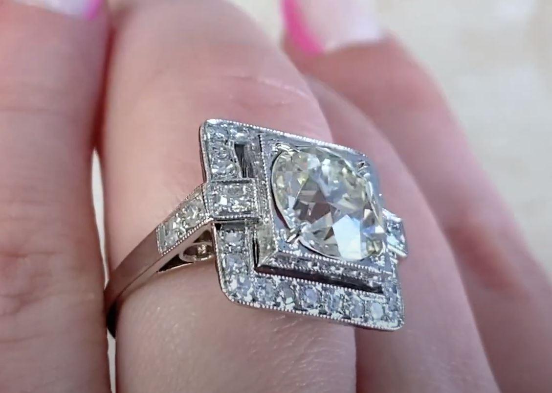 Antique 3.07ct Old European Cut Diamond Engagement Ring, VS1 Clarity, Platinum For Sale 1