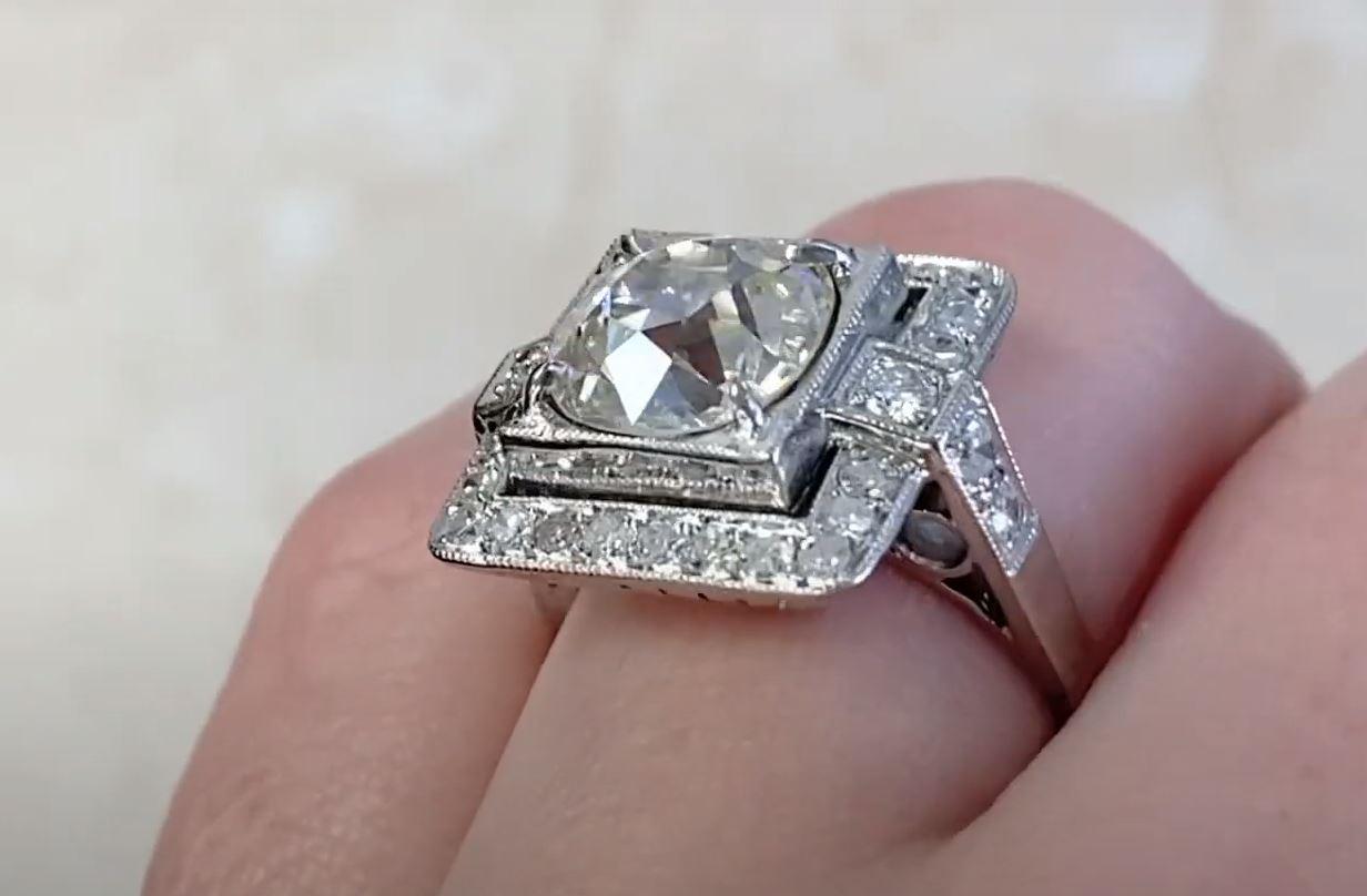 Antique 3.07ct Old European Cut Diamond Engagement Ring, VS1 Clarity, Platinum For Sale 2
