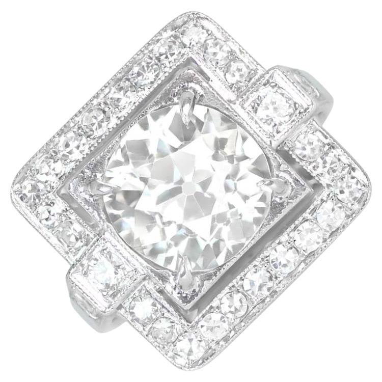 Antiker Verlobungsring mit 3,07 Karat Diamant im alteuropäischen Schliff, VS1 Reinheit, Platin