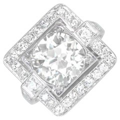 Vintage 3.07ct Old European Cut Diamond Engagement Ring, VS1 Clarity, Platinum