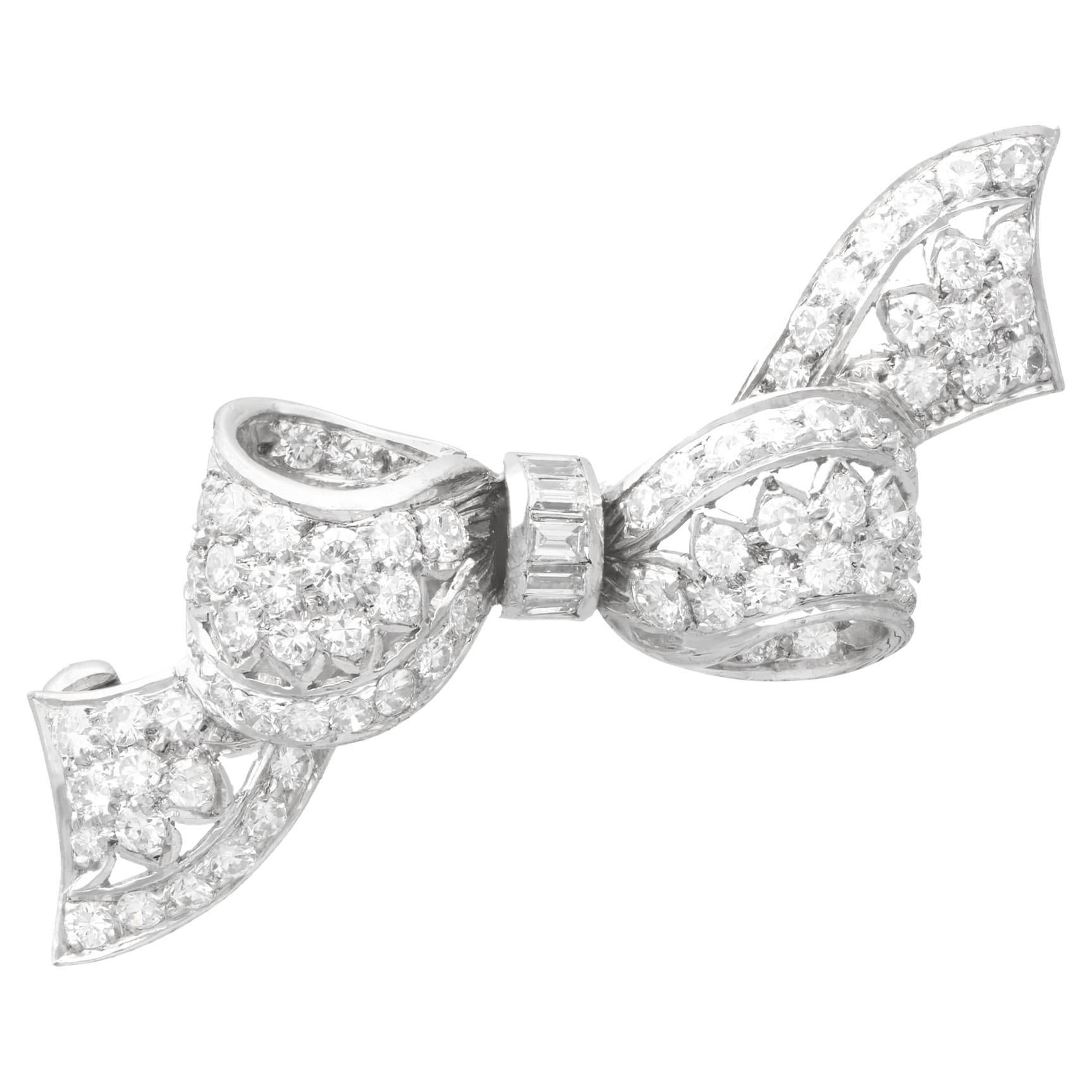Antique 3.10Ct Diamond and Silver Set Bow Brooch Circa 1920