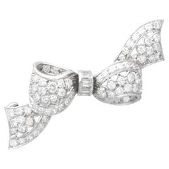 Antique 3.10Ct Diamond and Silver Set Bow Brooch Circa 1920
