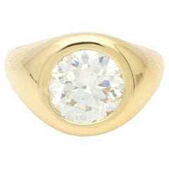 Bague ancienne 3.12ct Old Cut Bezel Set Diamond Ring en or jaune 18k