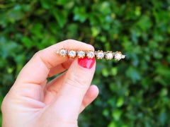 Antique 3.13 Carat Diamond and 15k Yellow Gold Bar Brooch