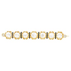 Broche ancienne à barre en or jaune 15 carats et diamants de 3,13 carats, c. 1890