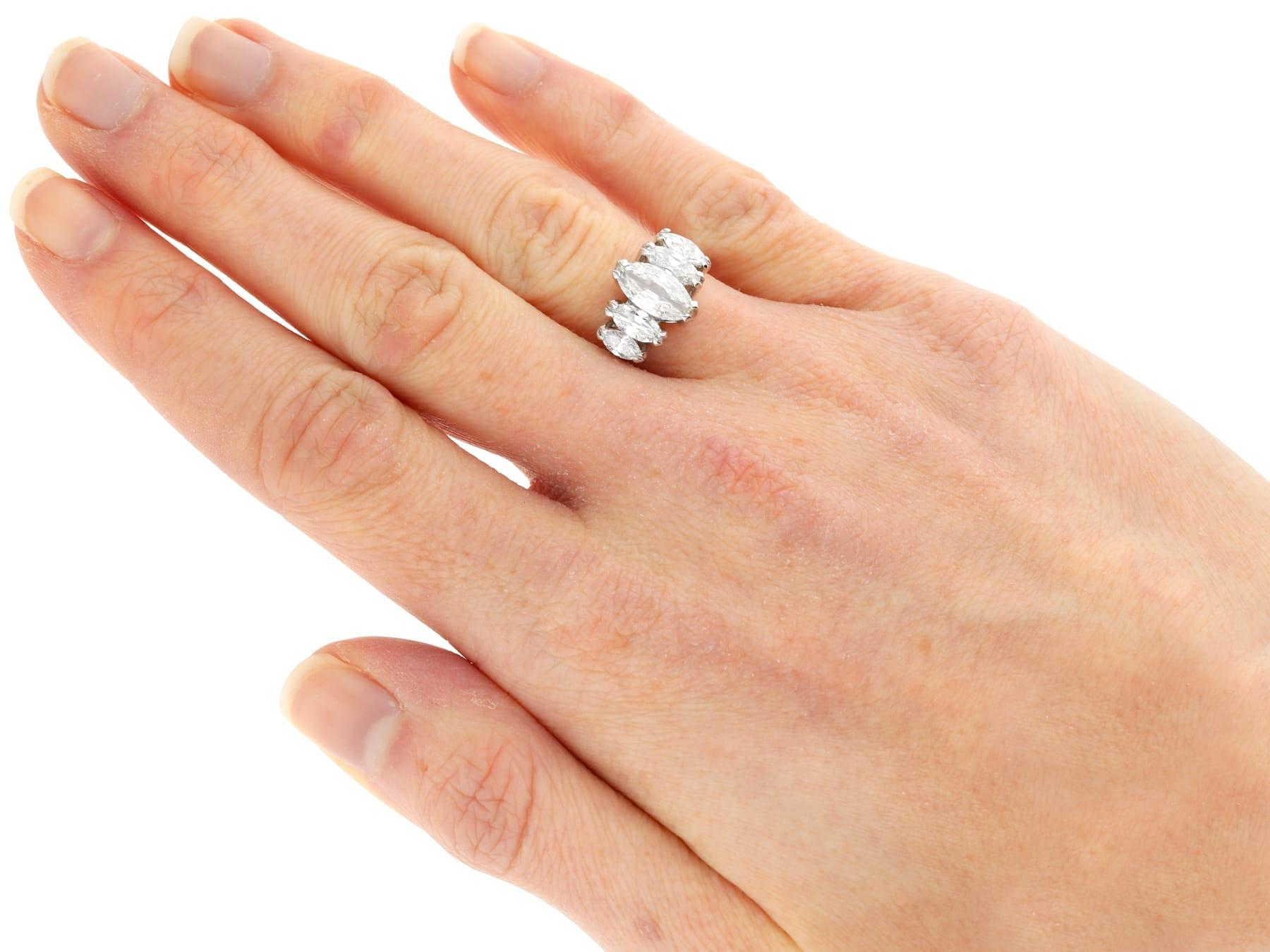 Antique 3.15Ct Diamond and 18k White Gold Five Stone Ring 1