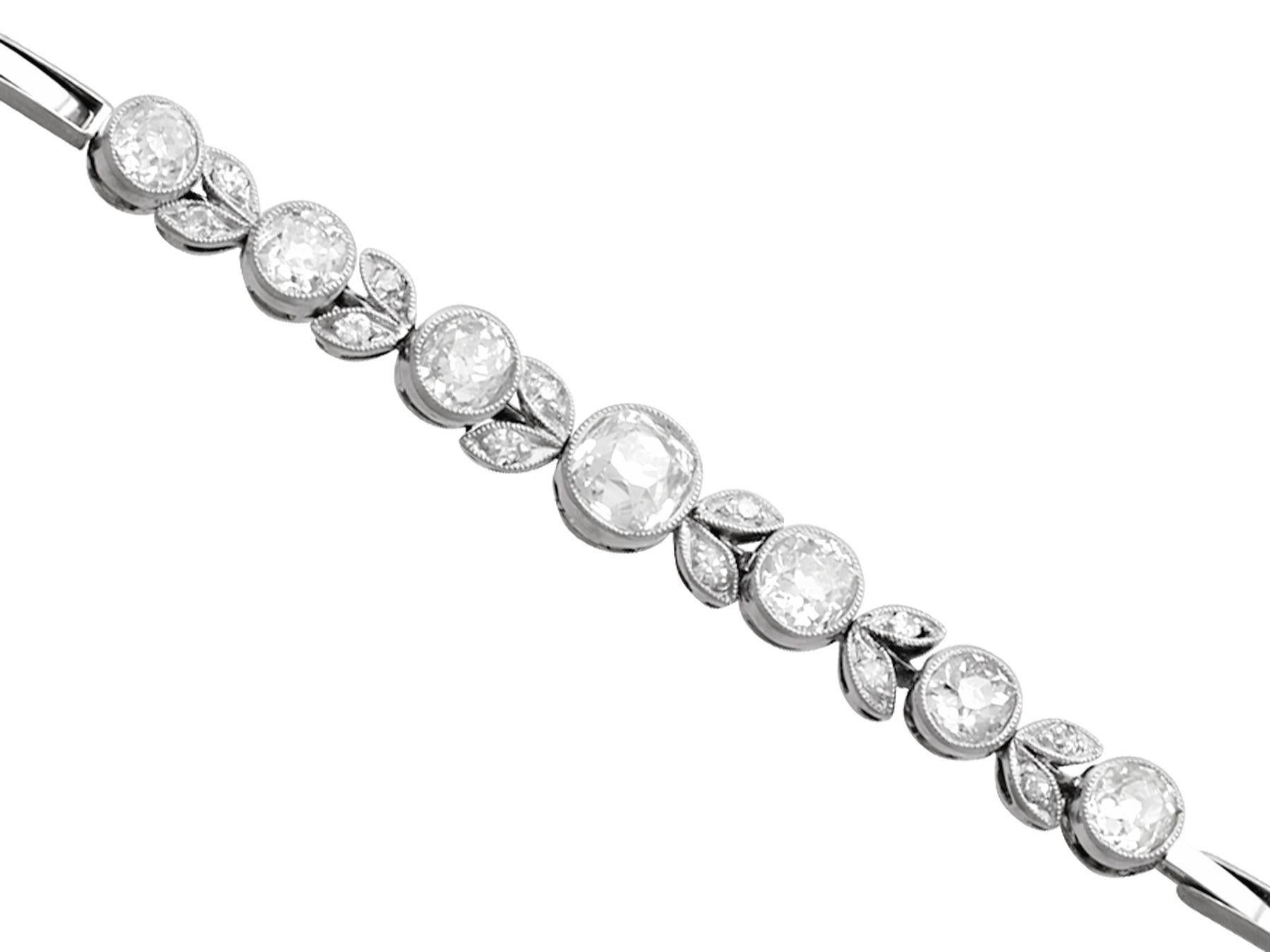 Romantic Antique 3.20 Carat Diamond White Gold Platinum Bracelet, Circa 1930