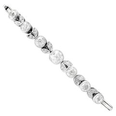 Antique 3.20 Carat Diamond White Gold Platinum Bracelet, Circa 1930
