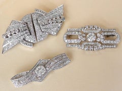 Antique 3.22 Carat Diamond and Platinum Art Deco Brooch