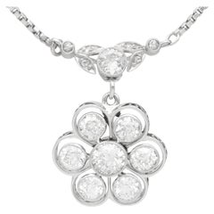 Vintage 3.24 Ct Diamond, 14 Ct White Gold and Platinum Necklace