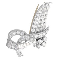 Antique 3.25 Carat Diamond and Palladium Brooch, circa 1935