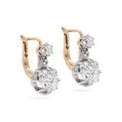 Antique 3.25 Carat Total GIA Certified Old Cut Diamond French Dormeuse Earrings