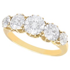 Antique 3.29 Carat Diamond and Yellow Gold Five Stone Ring