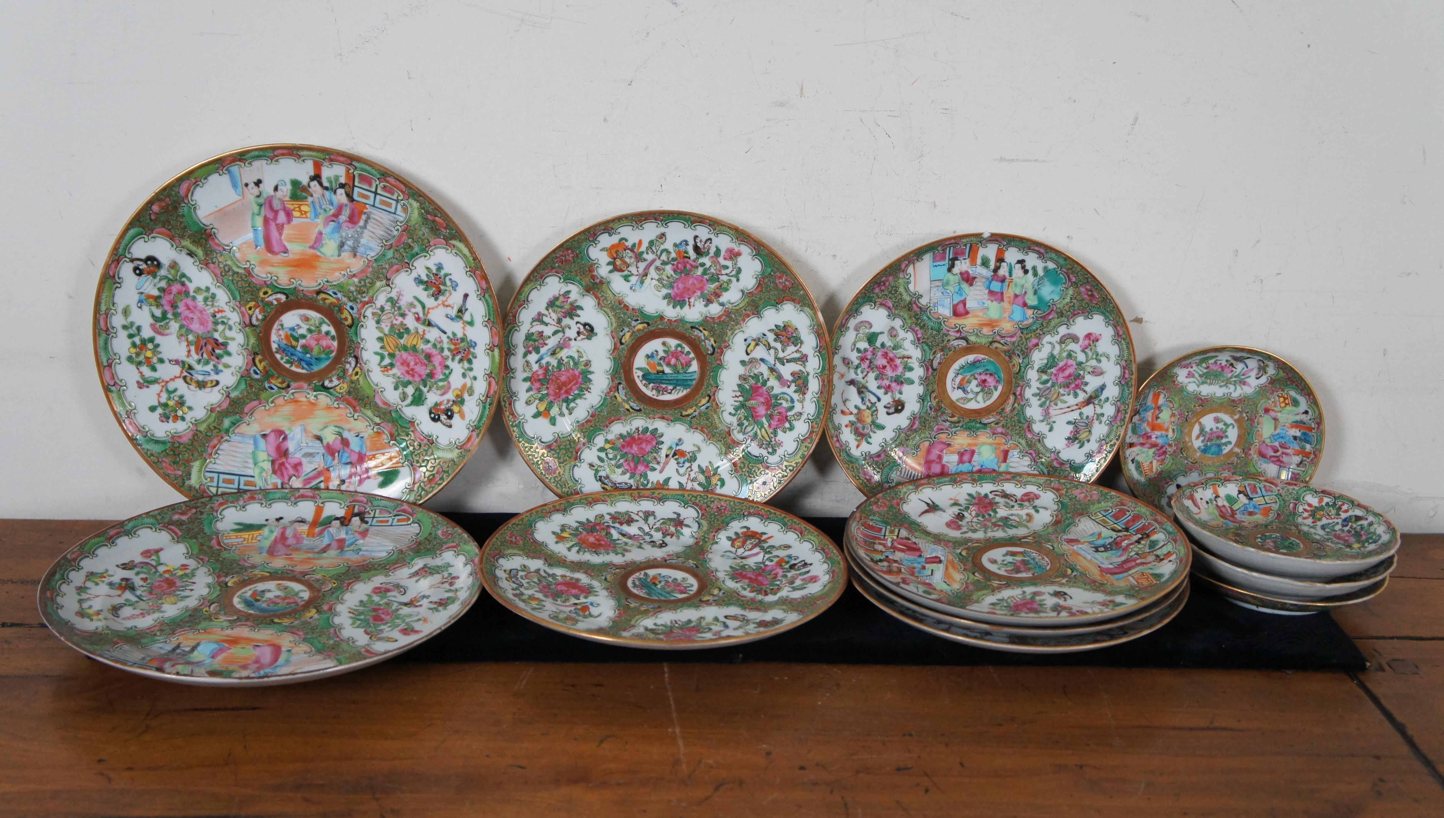 Porcelaine chinoise ancienne de 32 pièces d'exportation du 19ème siècle de la famille rose mandarine  en vente 4