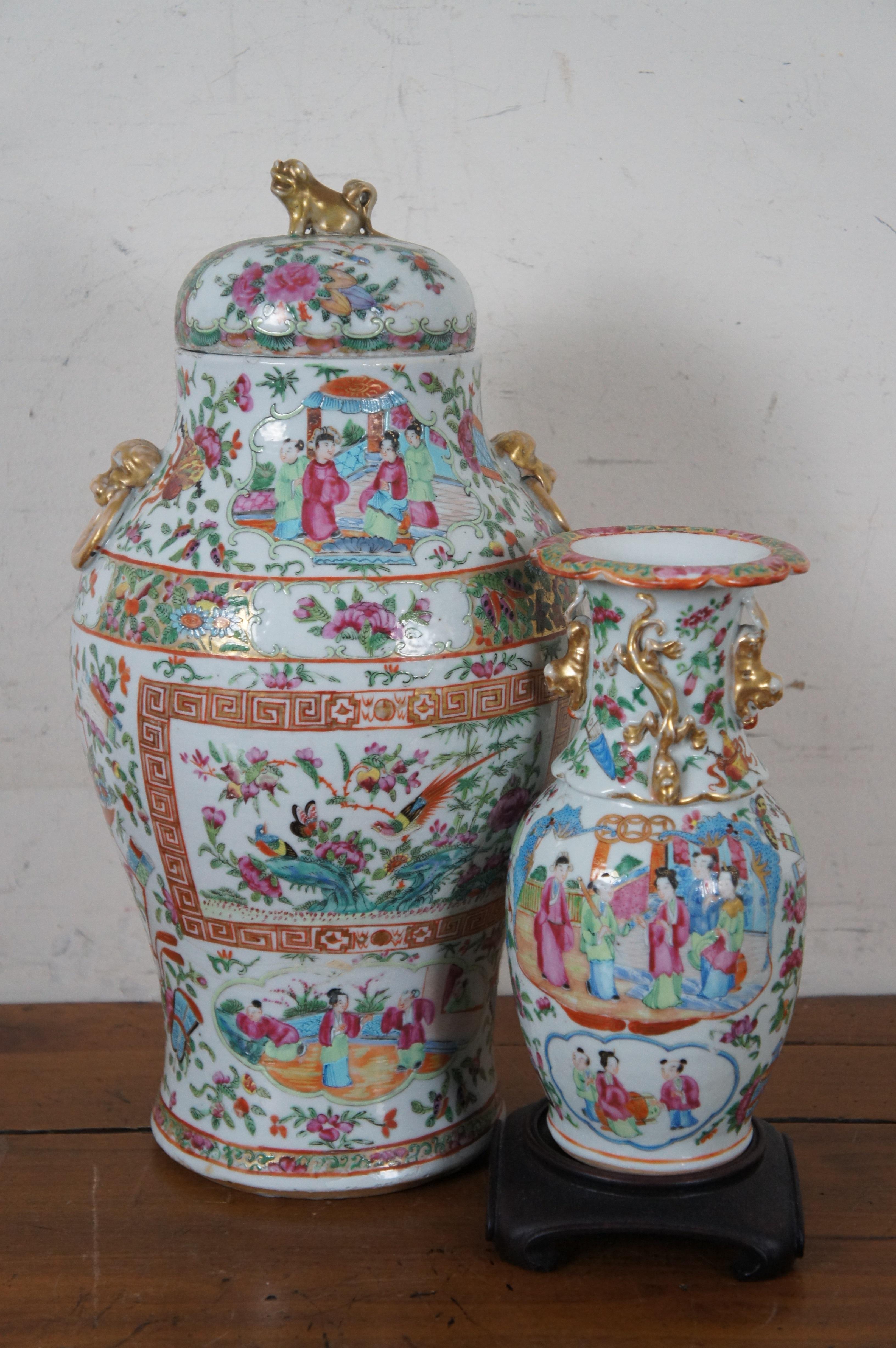 Exportation chinoise Porcelaine chinoise ancienne de 32 pièces d'exportation du 19ème siècle de la famille rose mandarine  en vente