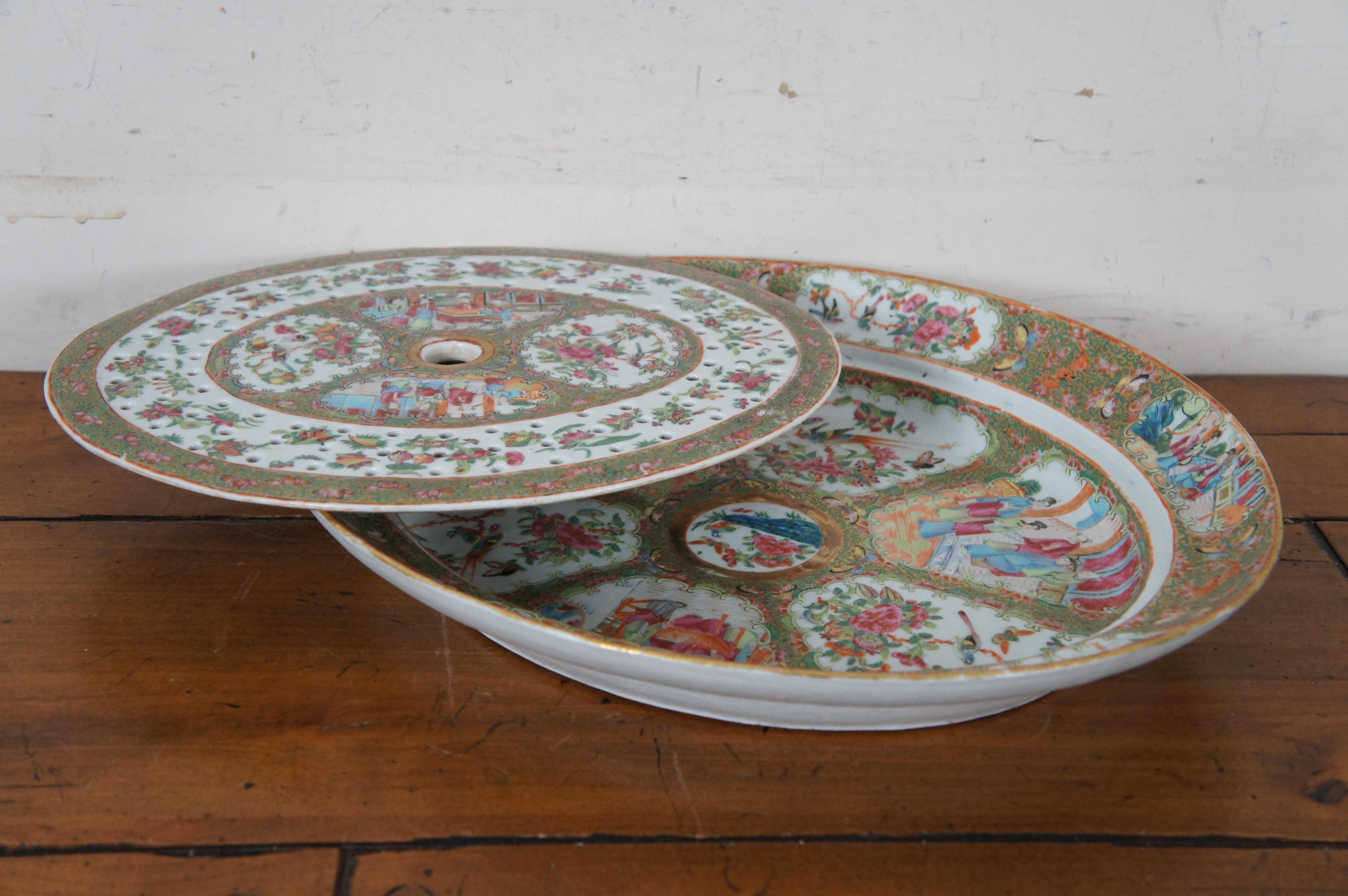 Porcelaine chinoise ancienne de 32 pièces d'exportation du 19ème siècle de la famille rose mandarine  en vente 2