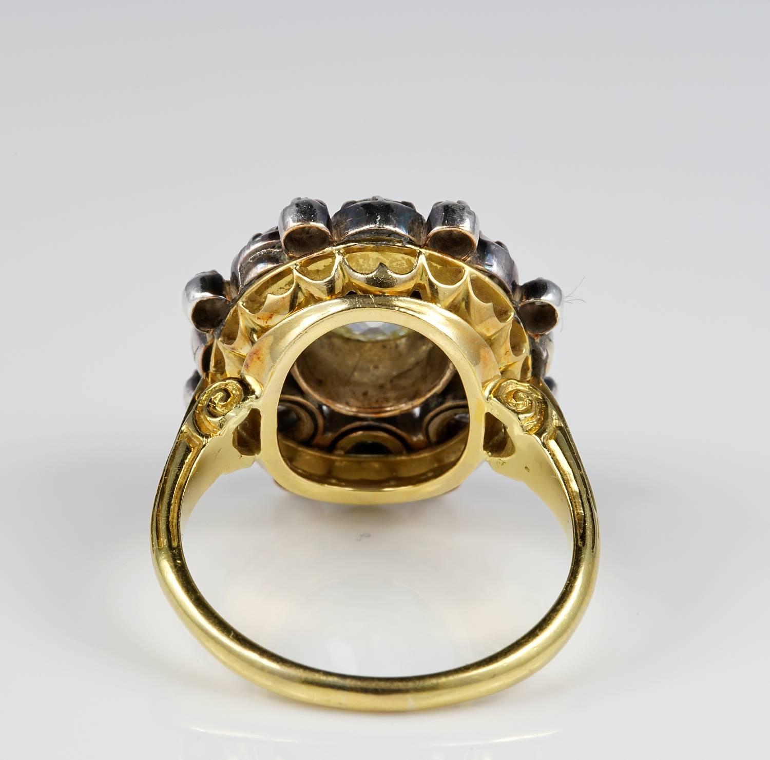 Antique 3.30 Carat Old Mine Diamond Magnificent Cluster Ring 2