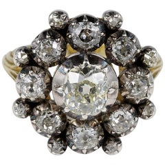 Antique 3.30 Carat Old Mine Diamond Magnificent Cluster Ring