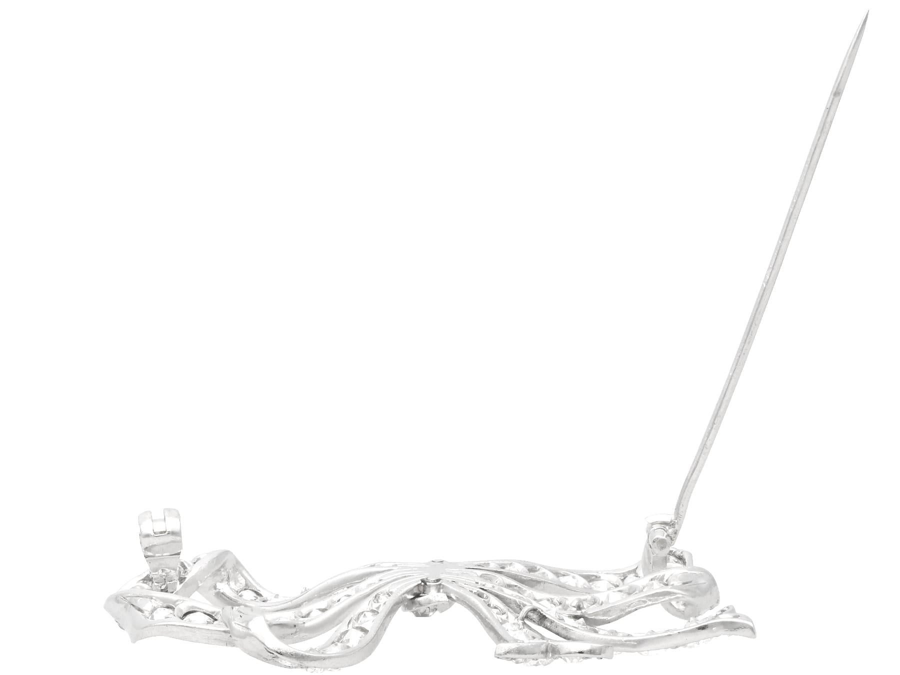 Antique 3.30Ct Diamond and Platinum Bow Brooch Circa 1915 2