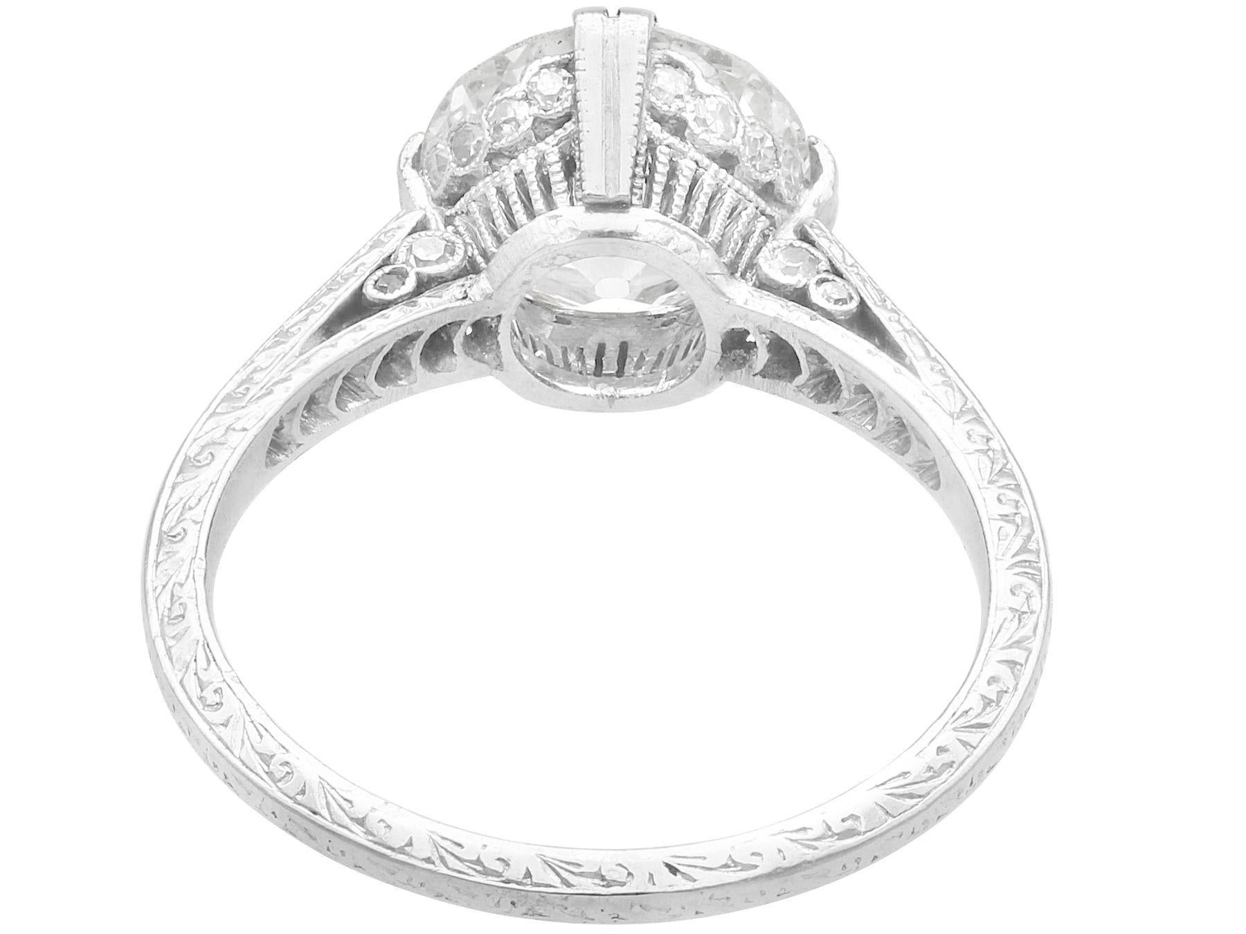 Antique 3.31 Carat Diamond and Platinum Solitaire Engagement Ring In Excellent Condition For Sale In Jesmond, Newcastle Upon Tyne