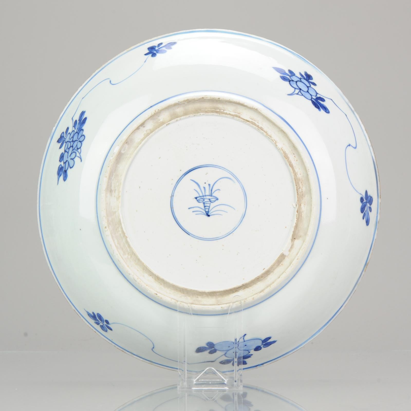 Qing Antique 1622-1722 Kangxi Period Chinese Porcelain Charger Phoenix