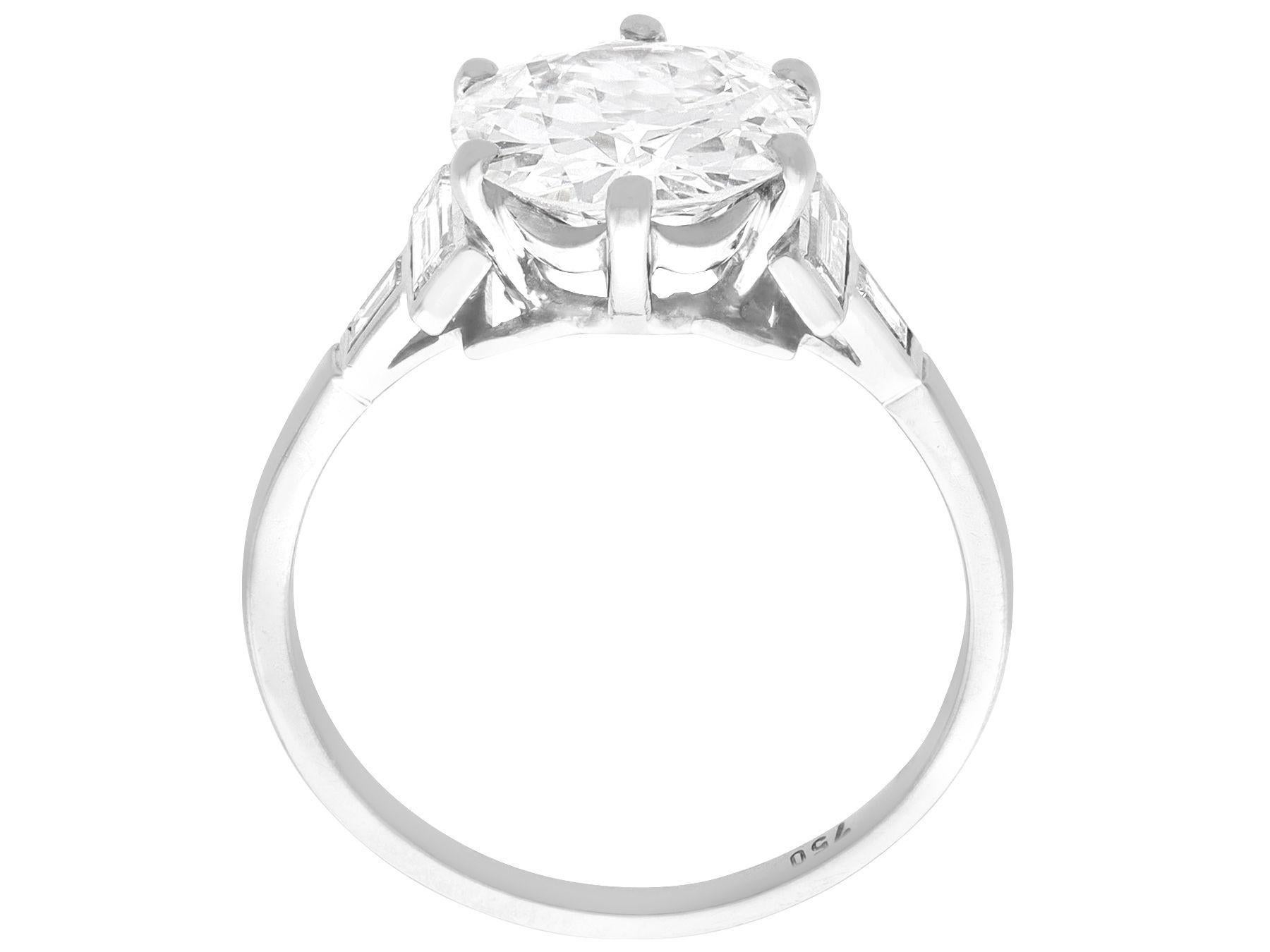 Round Cut Antique 3.40 Carat Diamond and White Gold Solitaire Ring For Sale