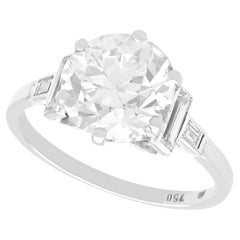 Antique 3.40 Carat Diamond and White Gold Solitaire Ring
