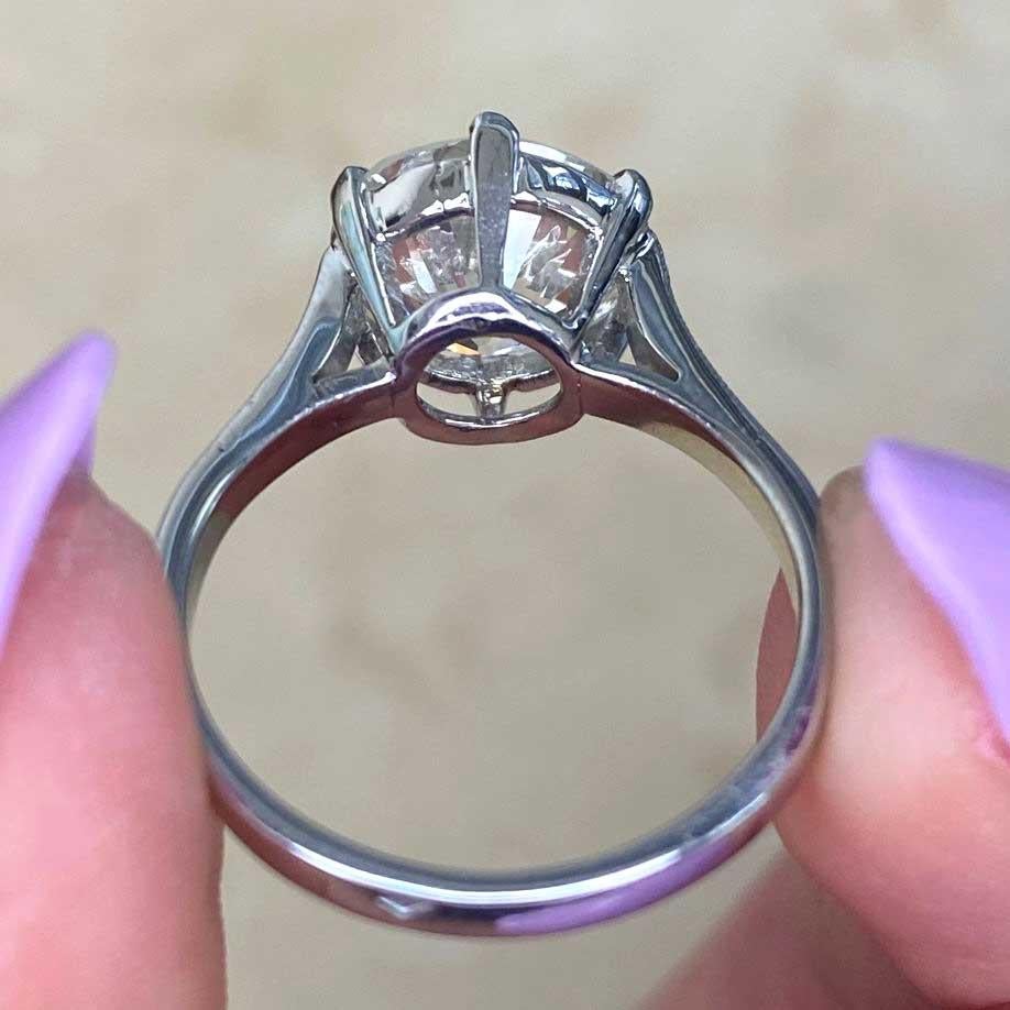 Antique 3.48ct Old European Cut Diamond Engagement Ring, VS1 Clarity, Platinum For Sale 6