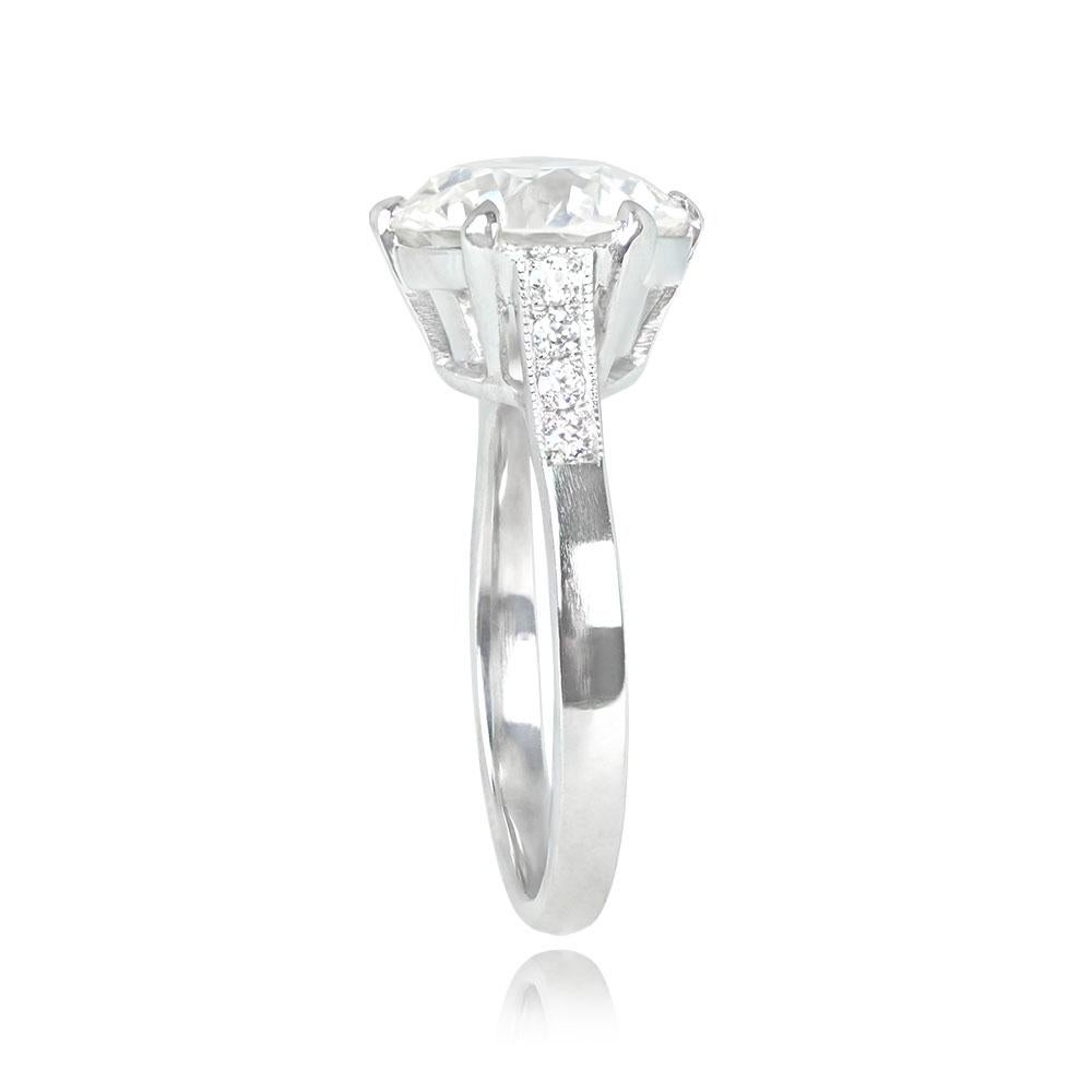 Art Deco Antique 3.48ct Old European Cut Diamond Engagement Ring, VS1 Clarity, Platinum For Sale