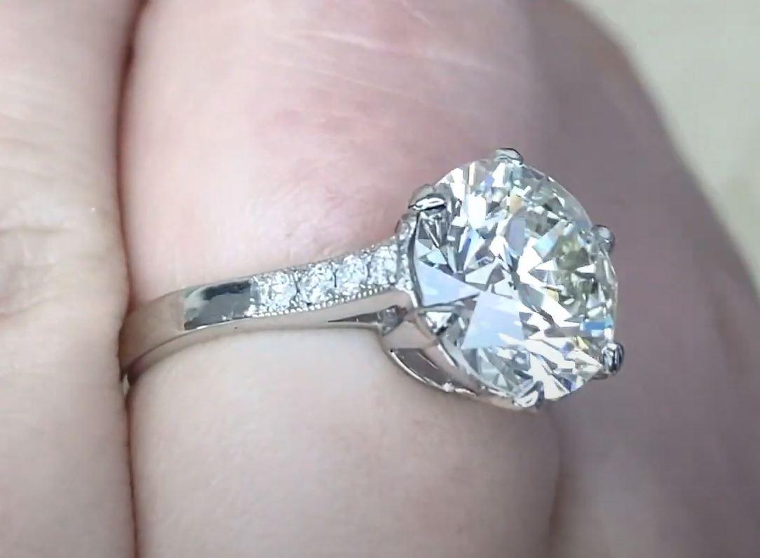 Antique 3.48ct Old European Cut Diamond Engagement Ring, VS1 Clarity, Platinum For Sale 1