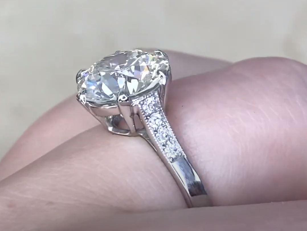 Antique 3.48ct Old European Cut Diamond Engagement Ring, VS1 Clarity, Platinum For Sale 2