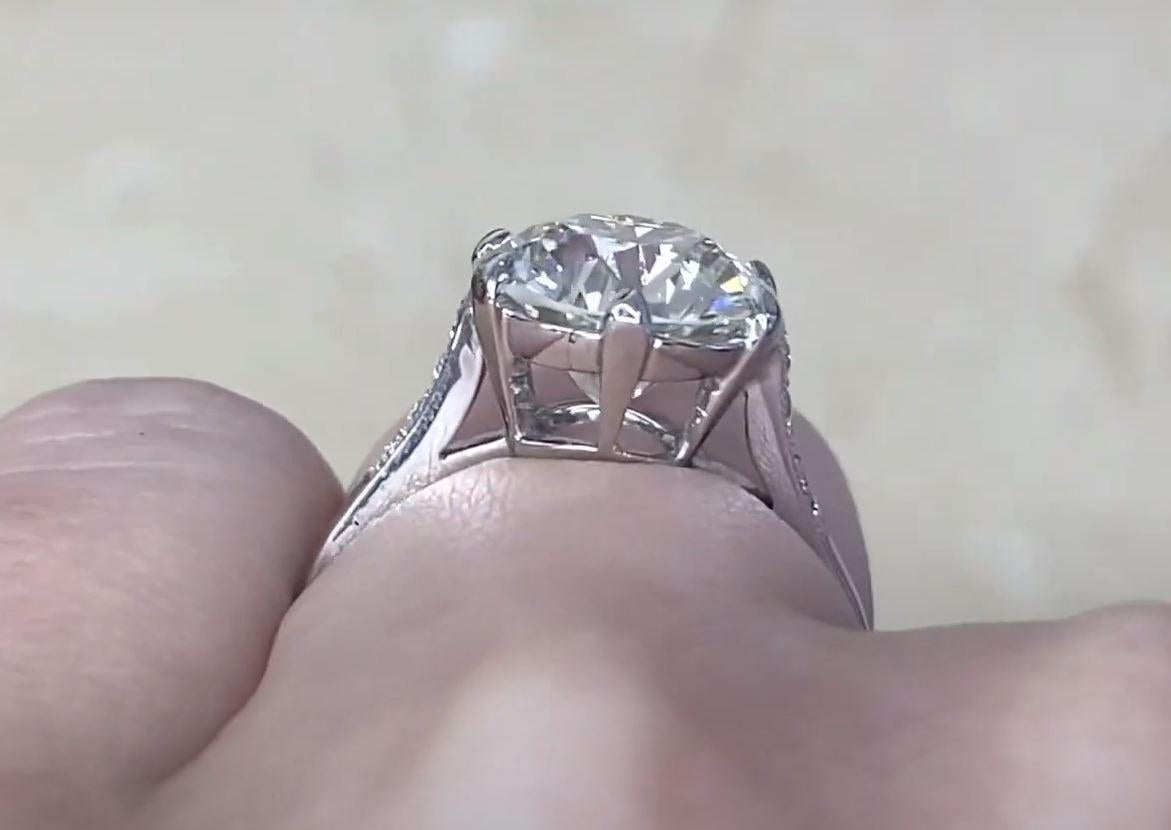 Antique 3.48ct Old European Cut Diamond Engagement Ring, VS1 Clarity, Platinum For Sale 3