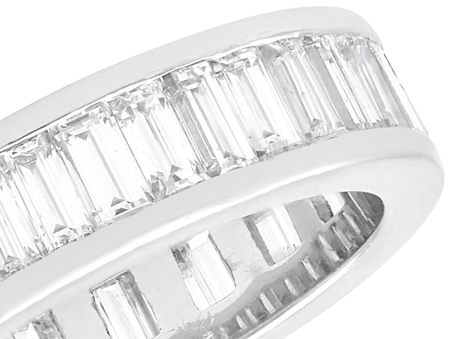 Baguette Cut Antique 3.50 Carat Diamond and White Gold Full Eternity Ring For Sale